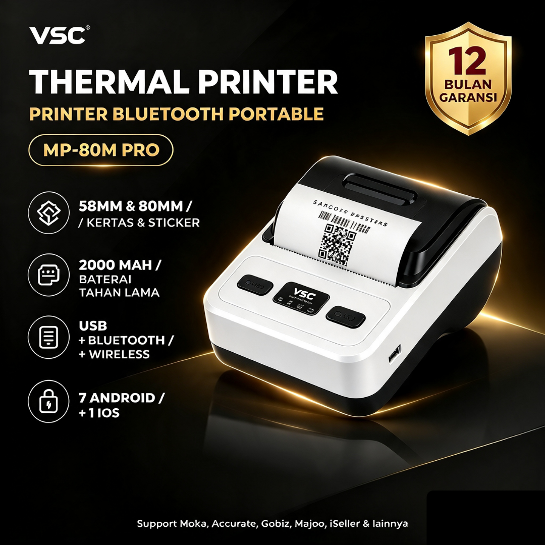 PRINTER THERMAL VSC MP-80M PRO PORTABLE BLUETOOTH RJ11 PRINT ALAMAT PDF SHOPEE RESI